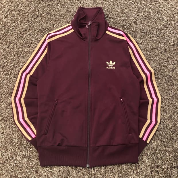 100 아디다스 파이어버드 버건디 핑크 져지 트랙 자켓