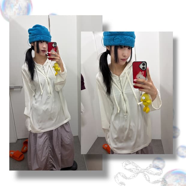 Y2K 투지퍼 후드 롱슬리브