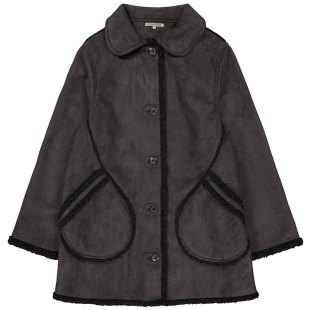 ROUND COLLAR SUEDE JACKET CHARCOAL