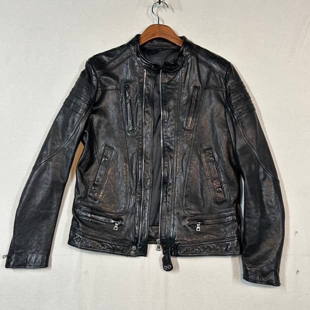 L) 이태리 램스킨 양가죽 멀티 포켓 싱글 라이더 자켓