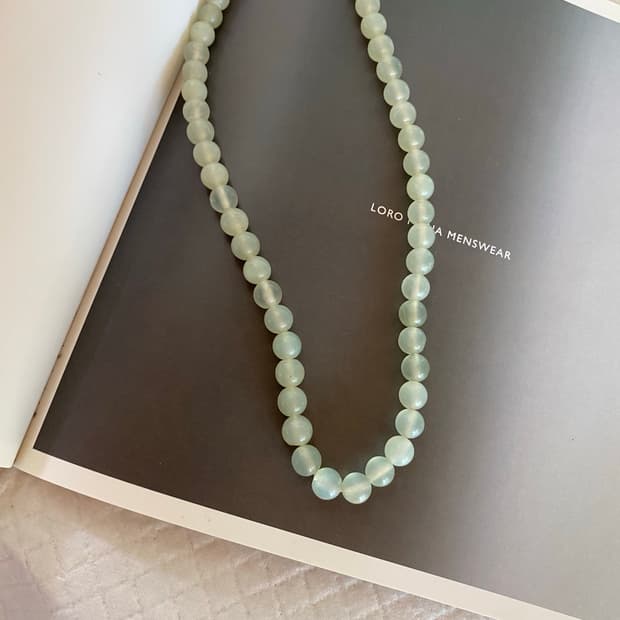 빈티지 민트톤 글라스 비즈 목걸이