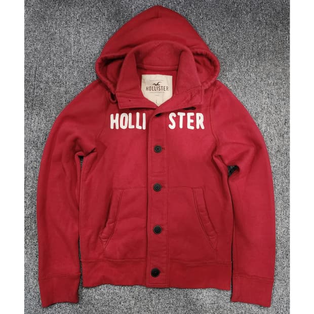 홀리스터 빈티지 스펠로고 버튼 기모 후드자켓 L