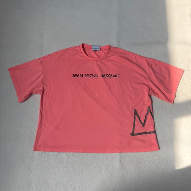 90 장미쉘바스키아 레터링 반팔티 0304T