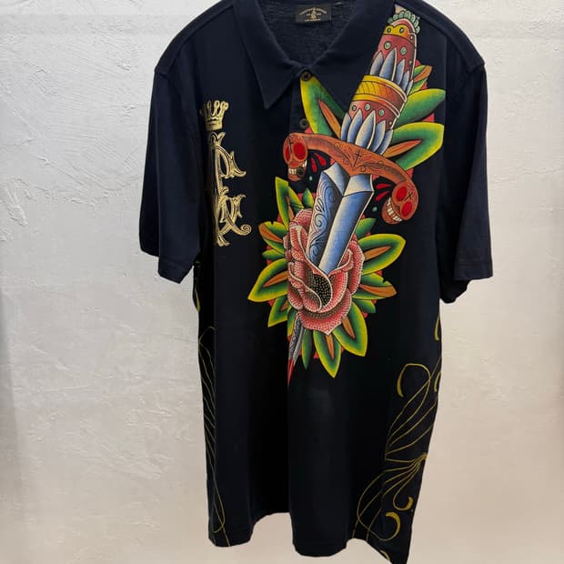 Christian Audigier 타투 그래픽 폴로 셔츠