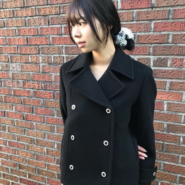 네이비 미디 코트