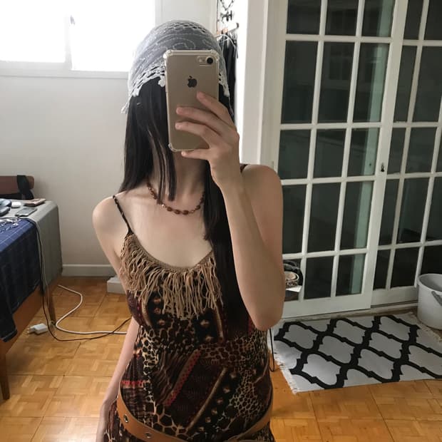 vintage fringe pattern one-piece