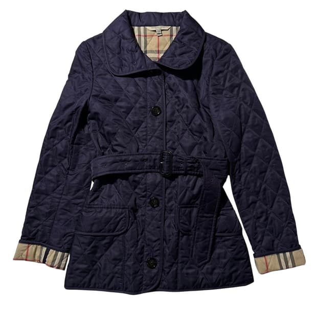 버버리 노바체크 라이닝 벨티드 퀼팅 자켓