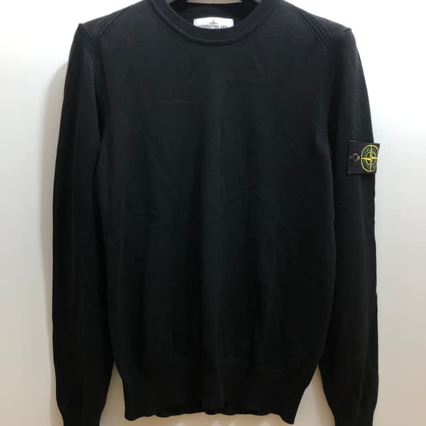 [S] 스톤아일랜드 와펜 패치 코튼 니트 블랙