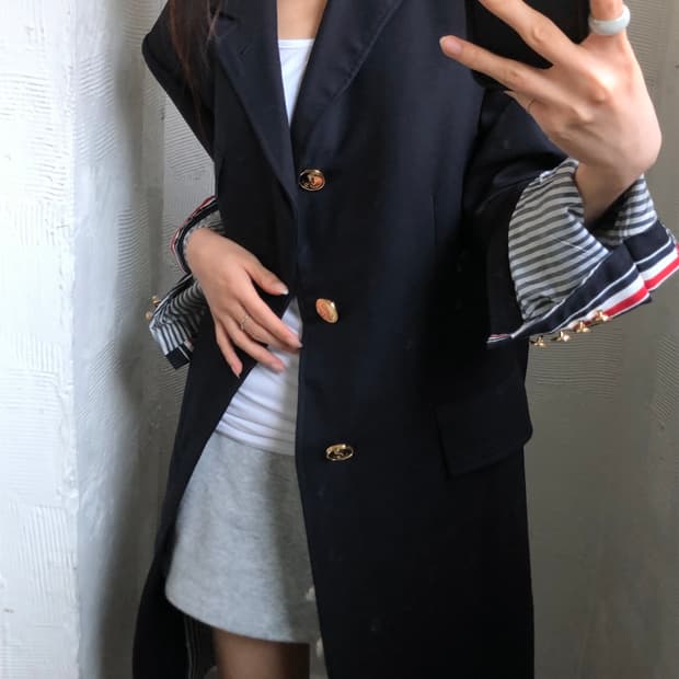 Thom Browne 톰브라운 네이비 체스터필드 코트
