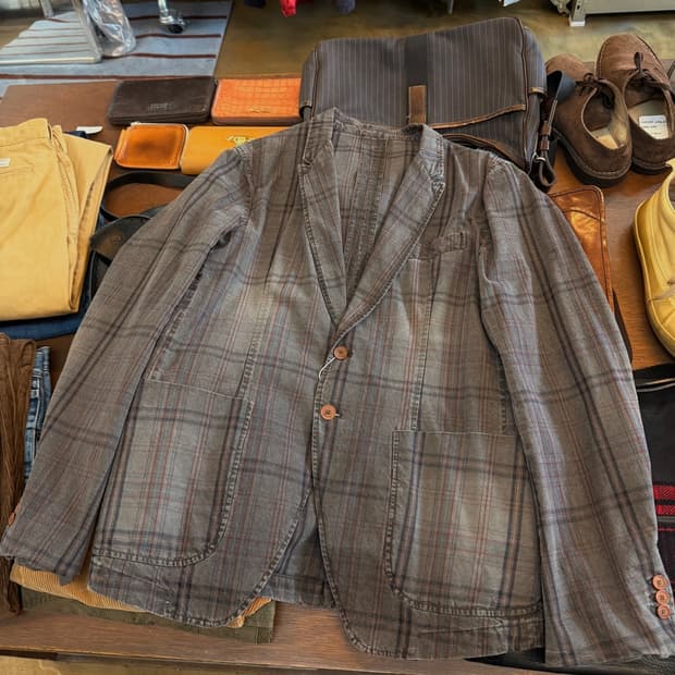 저스트 카발리 빈티지 체크패턴 라이트 코튼 블레이저 자켓