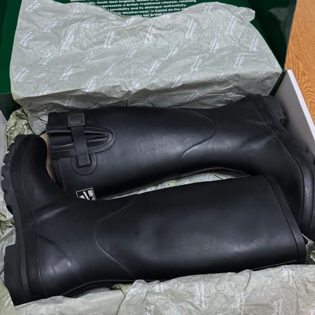 박스ㅇ)락피쉬 웨더웨어 롱 레인부츠 블랙 UK6(245)