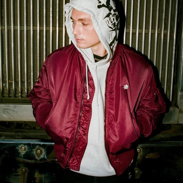 슈프림 X 바운티 헌터 ma-1 자켓 버건디