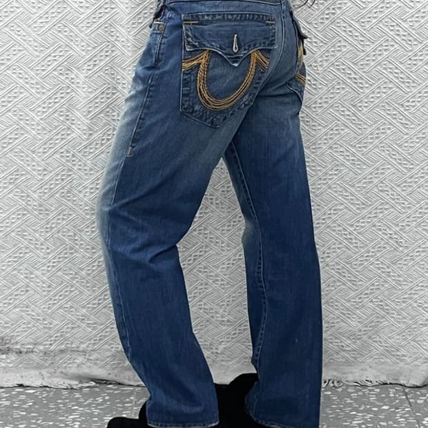 트루릴리전 올드스쿨 레트로 빈티지 부츠컷 데님팬츠 31인치 C09597