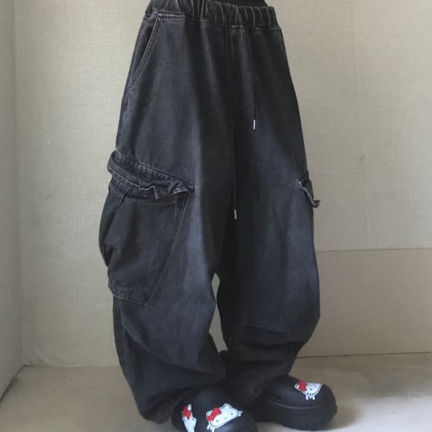 와이드핏 데님카고팬츠