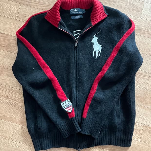 착샷 포함) 폴로 랄프로렌 빅포니 램스울 니트집업