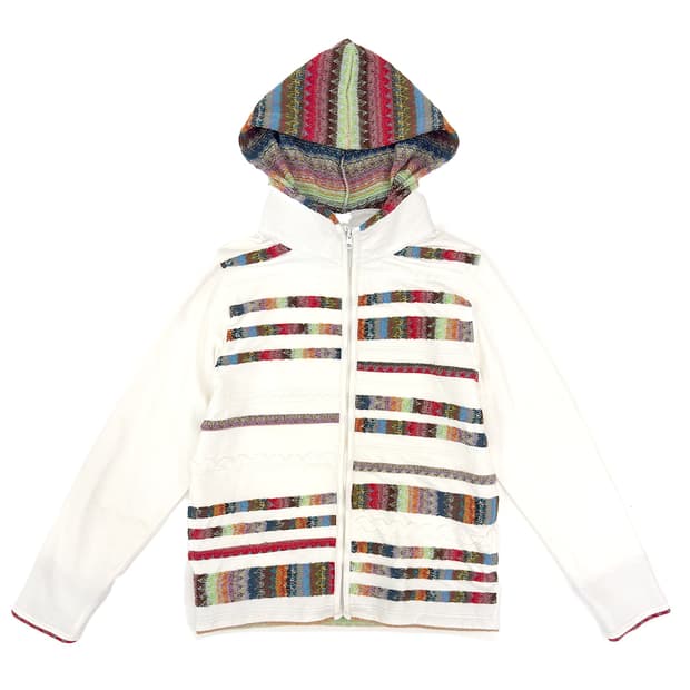 Vintage  Knit Panel Zip Hoodie