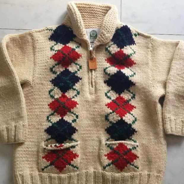 80s 캐나디안스웨터 아가일 코위찬