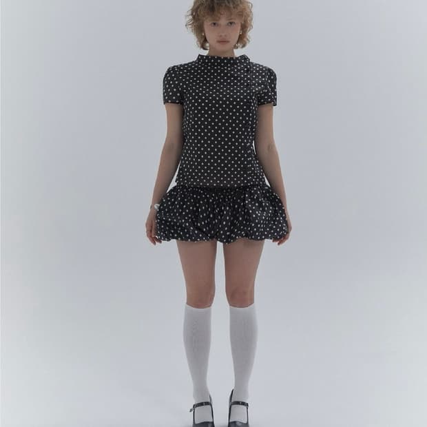 kanari 도트 셋업 (스커트, 상의 다 판매)