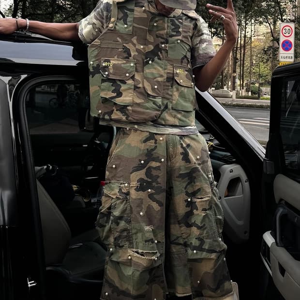 스팁씨 카모 진주 버뮤다 팬츠 반바지 쇼츠 L