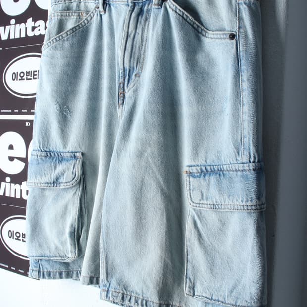 (L-XL) 자라 반바지 팬츠 버뮤다 데님 연청 카고-P10489