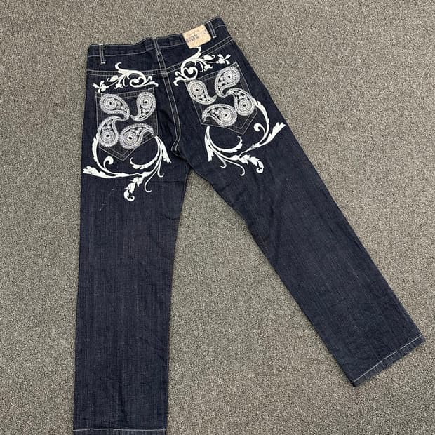 34)RED APE 빈티지 Y2K 포켓 페이즐리 자수 힙합팬츠