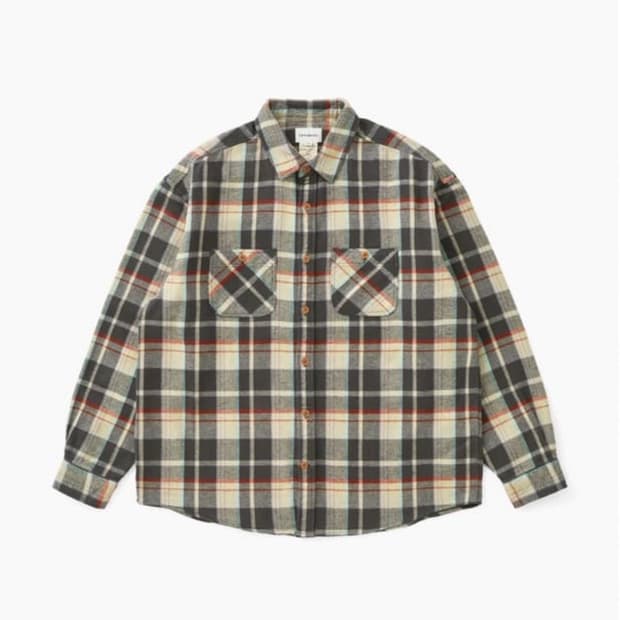 [S] 카키스 브러쉬드 플레이드 셔츠