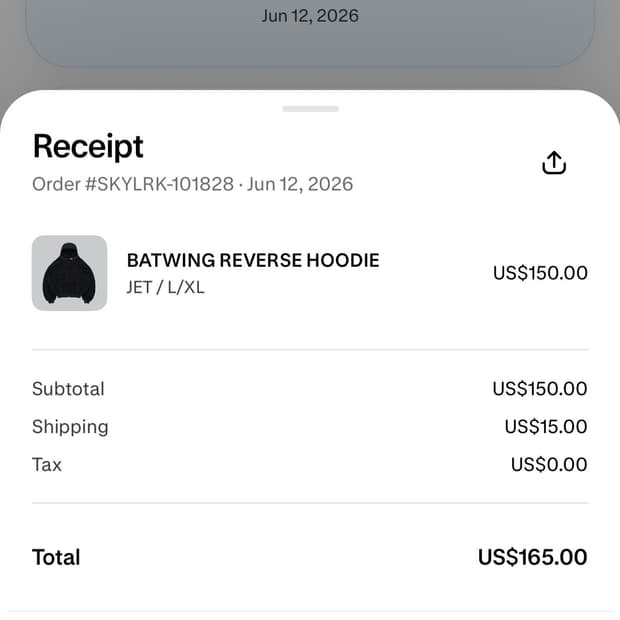 skylrk batwing reverse hoodie 사이즈 교신