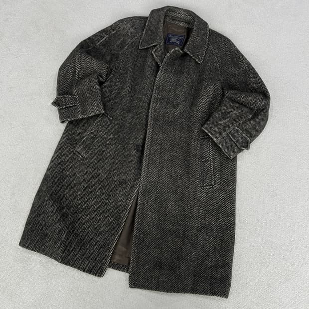 버버리 헤링본 리얼 정품 트위드 코트 L