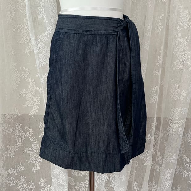 XS) 타미힐피거 데님 랩스커트