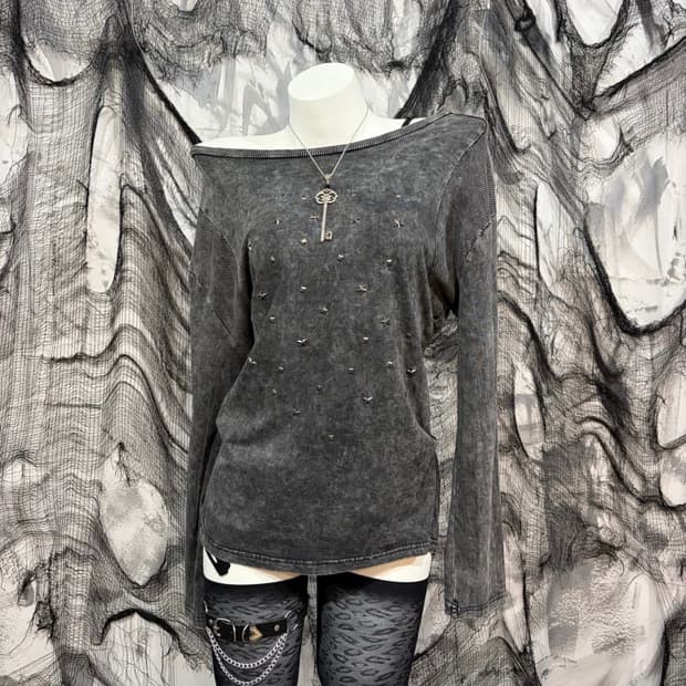 빈티지 큐빅 셔링 롱슬리브