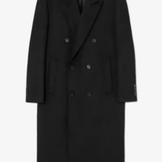 마마가리 오버사이즈 더블 브레스티드 코트 블랙 48