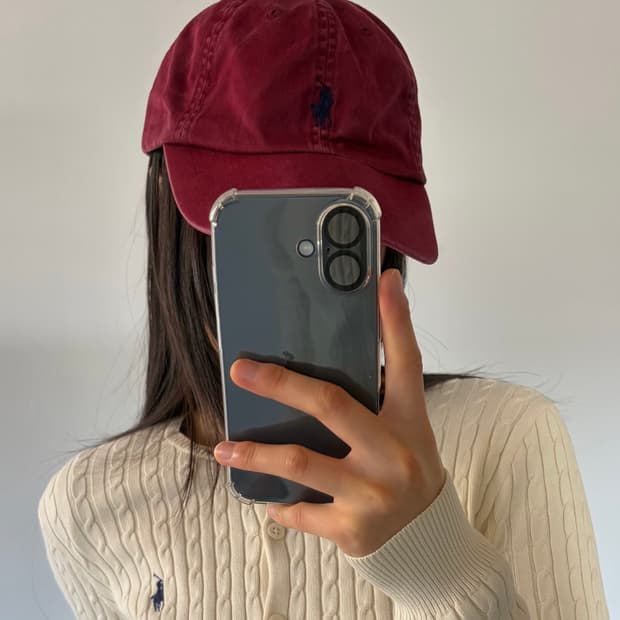 폴로 랄프로렌 코튼 치노 페이드 볼캡 모자 버건디