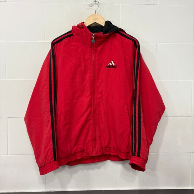 90's 아디다스 올드스쿨 퀼팅 후드 바람막이 자켓