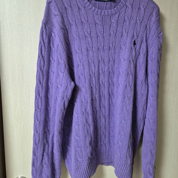 폴로 랄프로렌 케이블 니트 퍼플 XL 남성 꽈배기니트