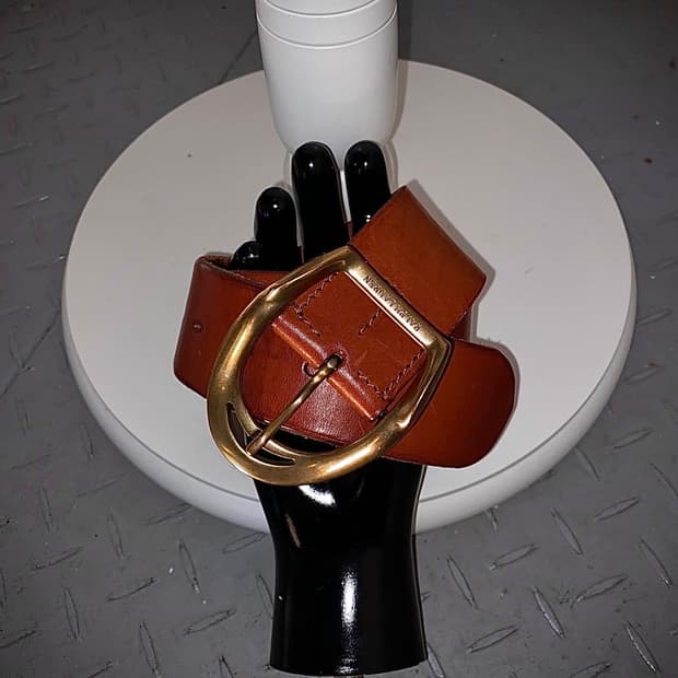 폴로랄프로렌 웨스턴 브레스 황동 버클 빈티지 레더 벨트