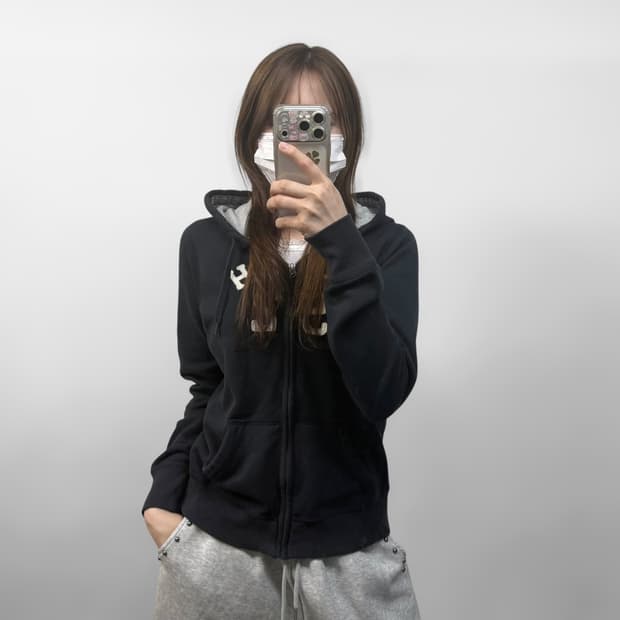 아베크롬비 피치 로고 후드집업 네이비