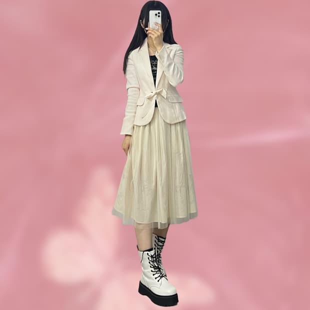 베이비핑크 발레코어 트위드 자켓
