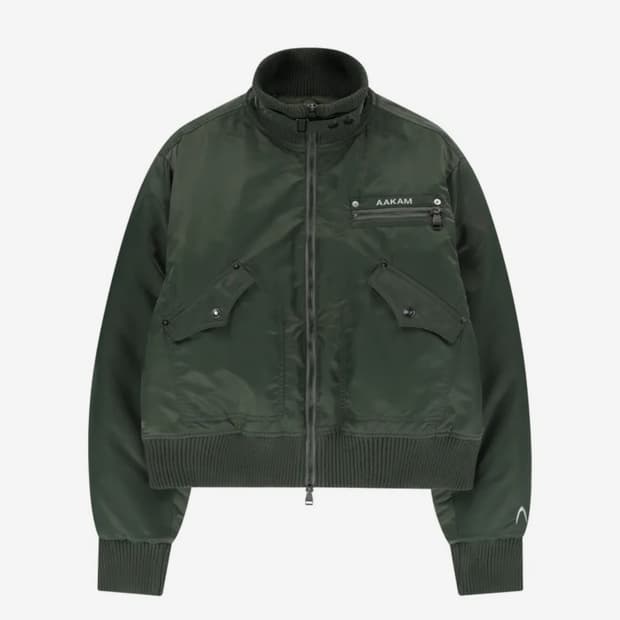 아캄 High-Neck Bomber Jacket (Khaki) (2)