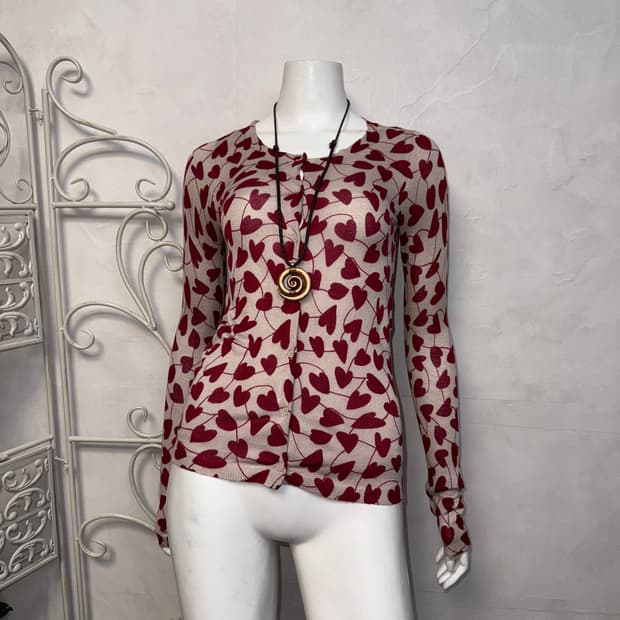Kookaï red heart loose silm cardigan 