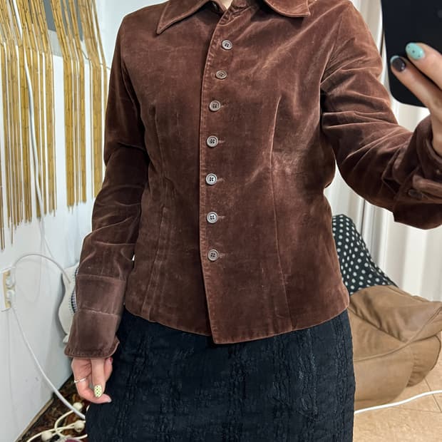 여성 빈티지 벨벳 셔츠 