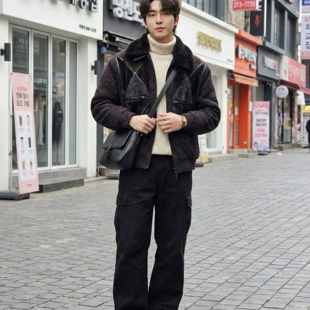 REDOX 레드옥스 울&소가죽 배색 패치워크 자켓