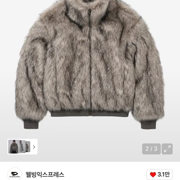 웰빙익스프레스 퍼 자켓 Fur Jacket Grey M