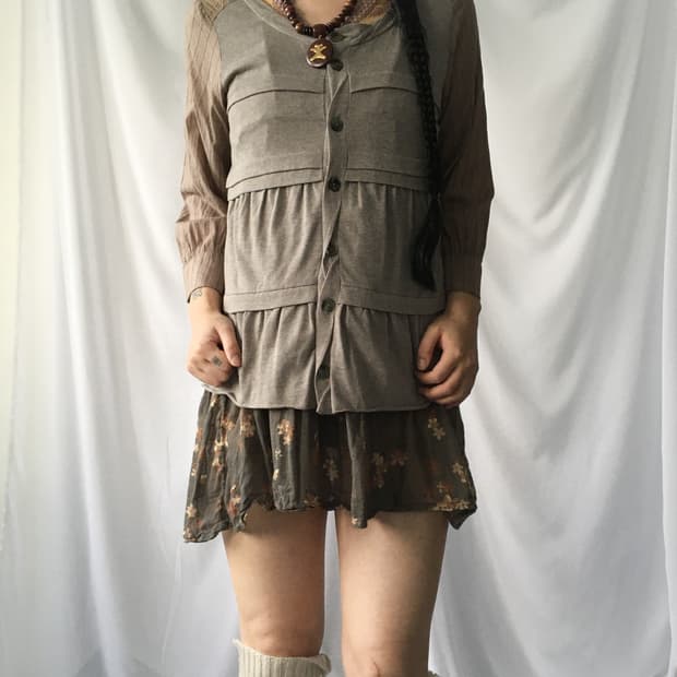 Layer patch work point blouse