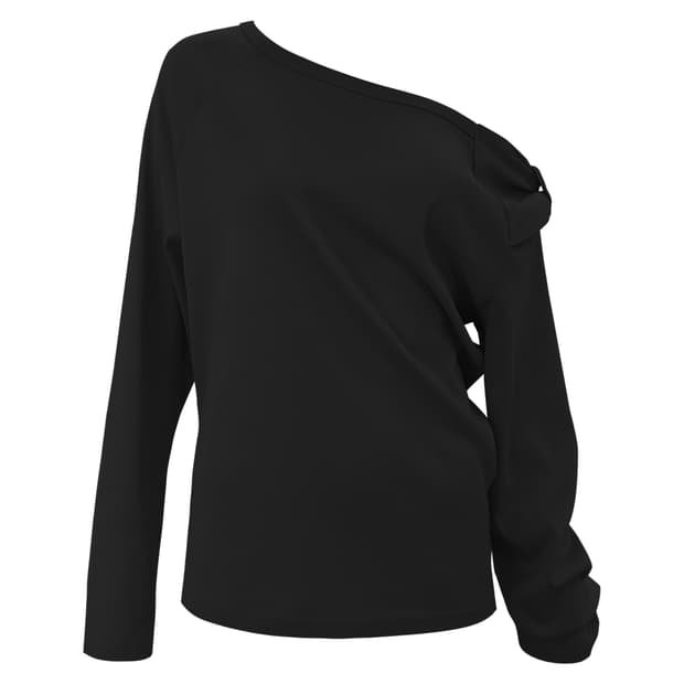 BOW ONE-SHOULDER LONG SLEEVE (BLACK)
