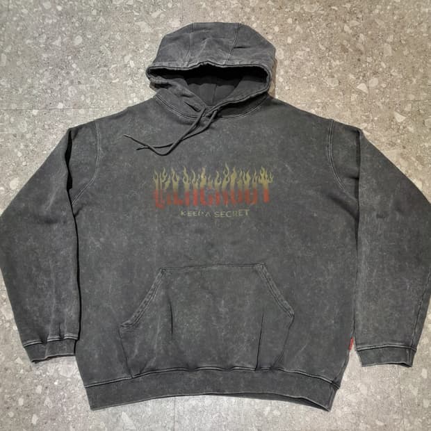 💥블랙아웃 빈티지 워싱 플레임 후드 (L)