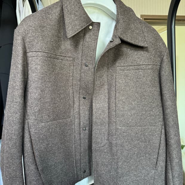 쿠어 컷오프 울 쇼트 블루종 멜란지브라운 S사이즈