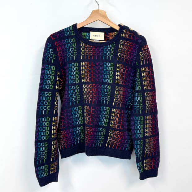 GUCCI 구찌 도버스트릿마켓 에디션 레인보우 HOLLYWOOD 울 스웨