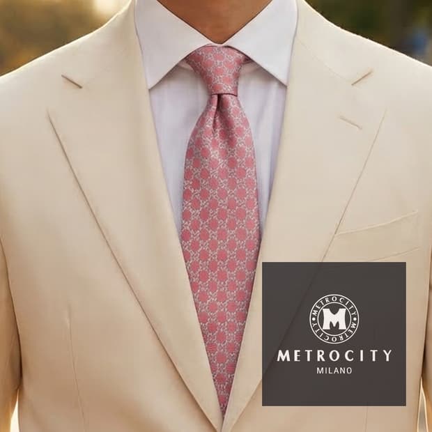 메트로시티 실크 핑크 자카드 넥타이 8.5cm A+등급 K1991
