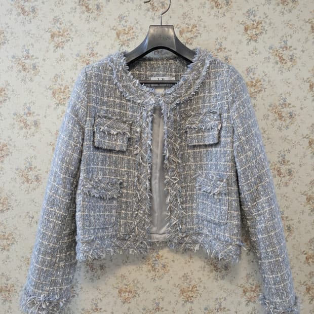 하늘색 트위드 자켓 M