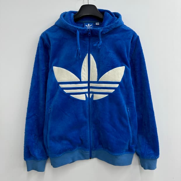 105 아디다스 빅로고 남자 털 후리스 후드집업